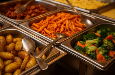 Buffet serving line at Sisters Restaurant