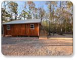 A view from the deck of the cabin at M & M Outdoors Campground.